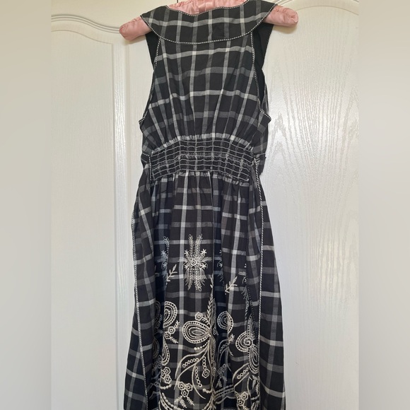 Black and White Plaid Dress with Embroidered Details - Picture 2 of 5